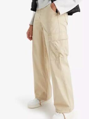 LEVI’S 94 BAGGY TAN WIDE LEG CARGO PANTS CINCH AT HEMS SZ 26